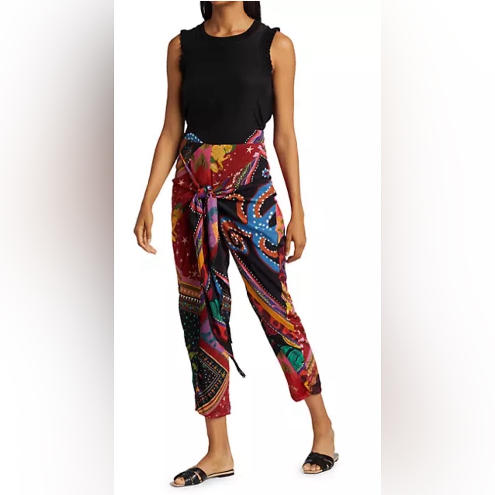 Farm Rio NWT Diagonal Scarf crossed front pants